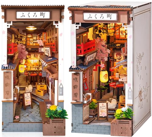 ROBOTIME Book Nook Kit Sakura Wine Alley DIY Booknook Diorama 3D Puzzle Miniatur Haus Modellbausatz Geschenke für Erwachsene Teenager Bücherregal Deko