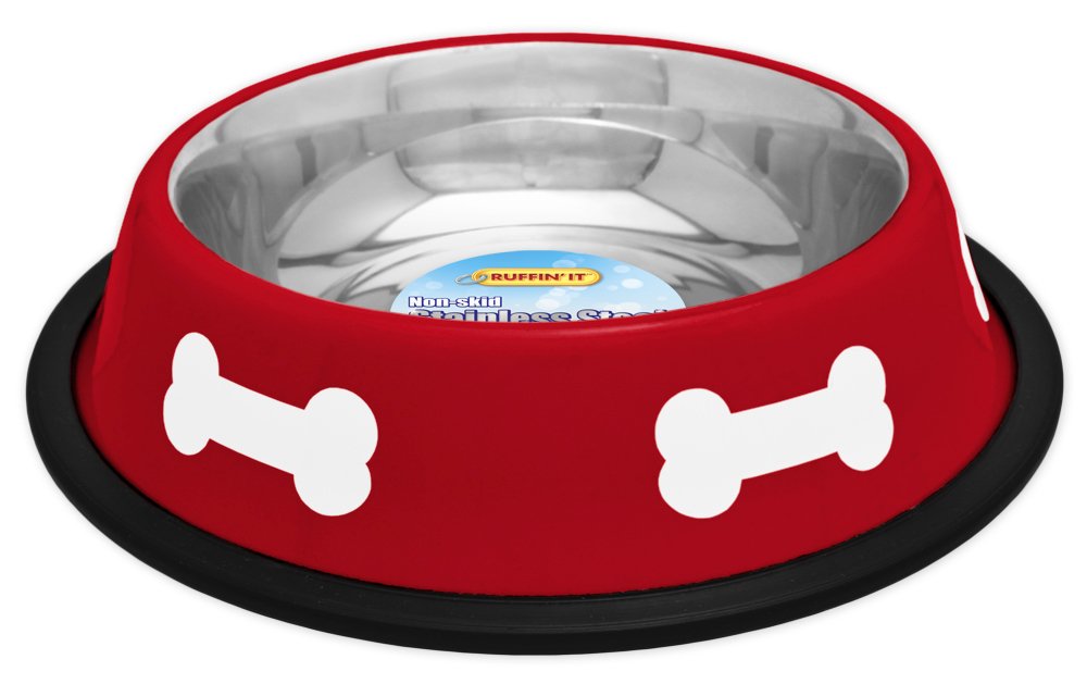 Westminster Pet Products 19216 16 OZ, Red with White Bones, Stainless Steel Fashion Bowl