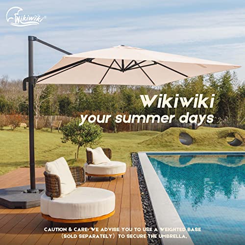 Wikiwiki S Series Cantilever Patio Umbrellas 8.2 * 8.2Ft Square Outdoor Offset Umbrella W/Fade & Uv Resistant Solution-Dyed Fabric 5 Level 360 Rotation Aluminum Pole For Deck Pool Backyard, Beige #TOP6
