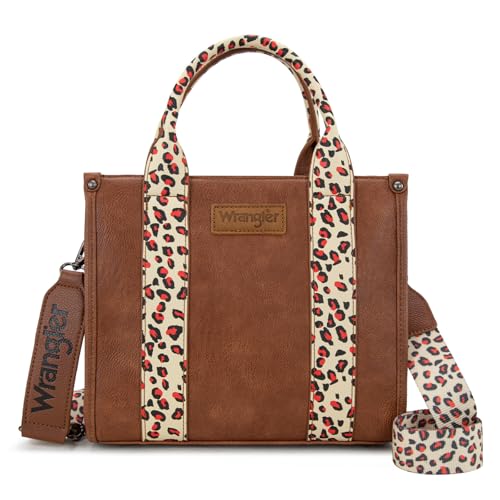 Image of Wrangler Tote Bag for Women, Western Purse, Top Handle Handbag with Aztec Crossbody Strap, Medium Zipper Purse