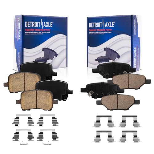 Image of Detroit Axle - Brake Pads for Chevrolet Malibu Pontiac G6 Saturn Aura, Front and Rear Ceramic Brake Pads with Hardware Replacement