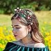 Heyiminy Christmas Headband for Women,White Pearl Rhinestone Crystal Beaded Knotted Headband Jeweled Wide Top Knot Hairband