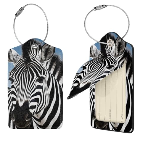 Étiquettes de bagage personnalisées Zebra au design raffiné noir