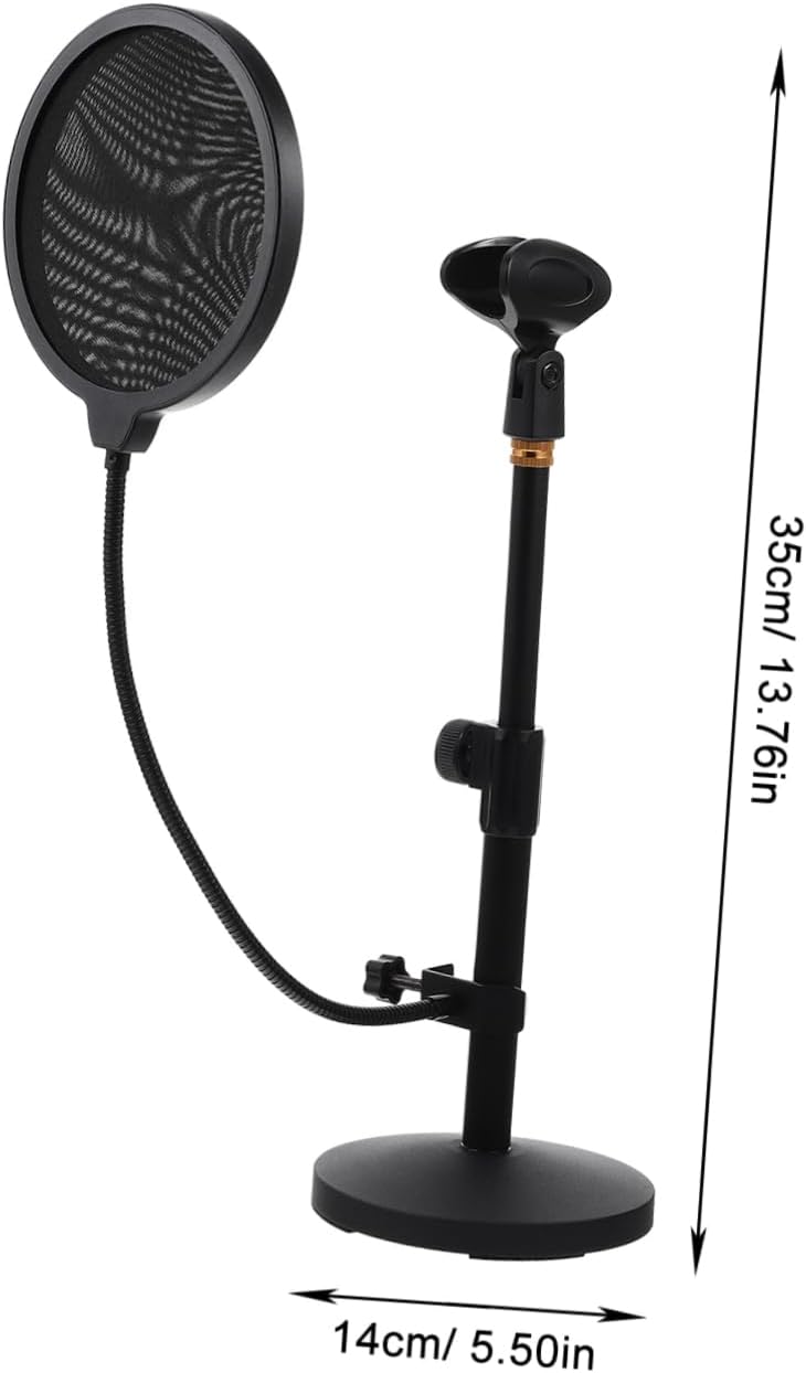 Kisangel Live Broadcast Microphone Stand Tabletop Usb Mic Stand Clip and Pop Filter for Podcasting