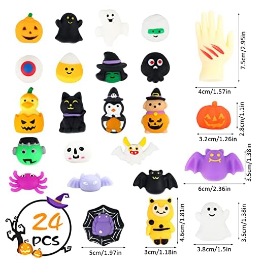 24 Halloween Squishy Toys Stress Relievers