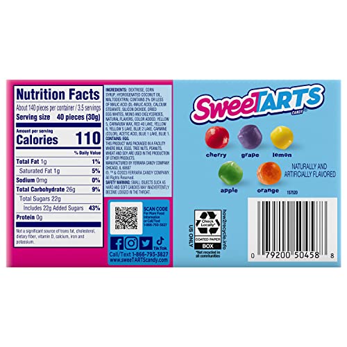 Sweetarts Mini Chewy Candy, 3.75 Oz Theater Box, 12 Ct #TOP1