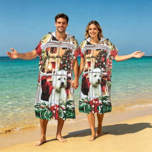 Poncho à capuche imprimé pour adulte, idée cadeau Noël - 8