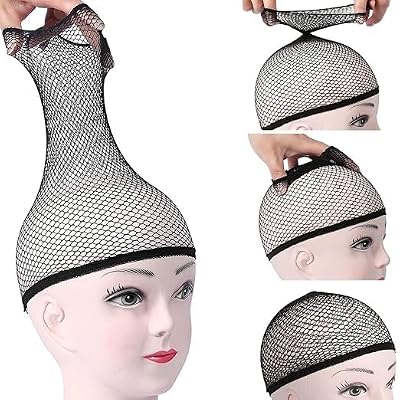Prime Hair Mesh Net Liner Wig Caps Flexible Free-Size Long Weaving Cap/Patch Caps for Men Women (Pack of 3) Black