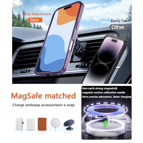 Image of Magnetic iPhone 16 Pro case,Compatible with Magsafe, Military-Grade Protection,Slim Translucent Matte Shockproof with Anti-Scratch Anti-Fingerprint Phone Cover (deep Purple, iPhone 16 Pro)