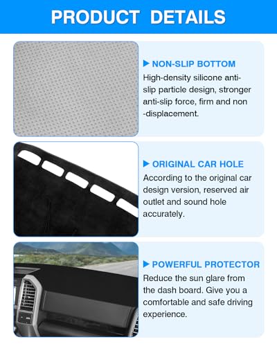 Image of Autorder Dashboard Cover Mat for 2018-2021 Ford Expedition Accessories Dash Cover Flannel Dash Mat Sunshade Glare UV Rays Protector