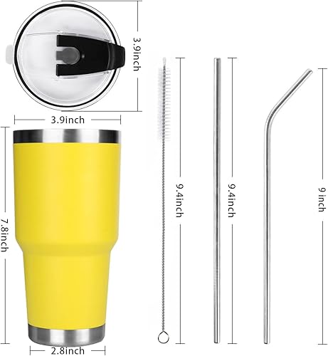 Miniatura 9 de SYACOT Vaso de 30 onzas de acero inoxidable de doble pared aislado al vacío taza de viaje con tapa a prueba de salpicaduras, popote de metal y