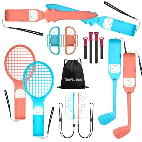 Kit de control deportivo 15 en 1 Switch 2 con construcción ABS, pulsera, raqueta de tenis, correa para la pierna y más, accesorios versátiles para juegos para diversión multijugador (juego de 15 en 1)