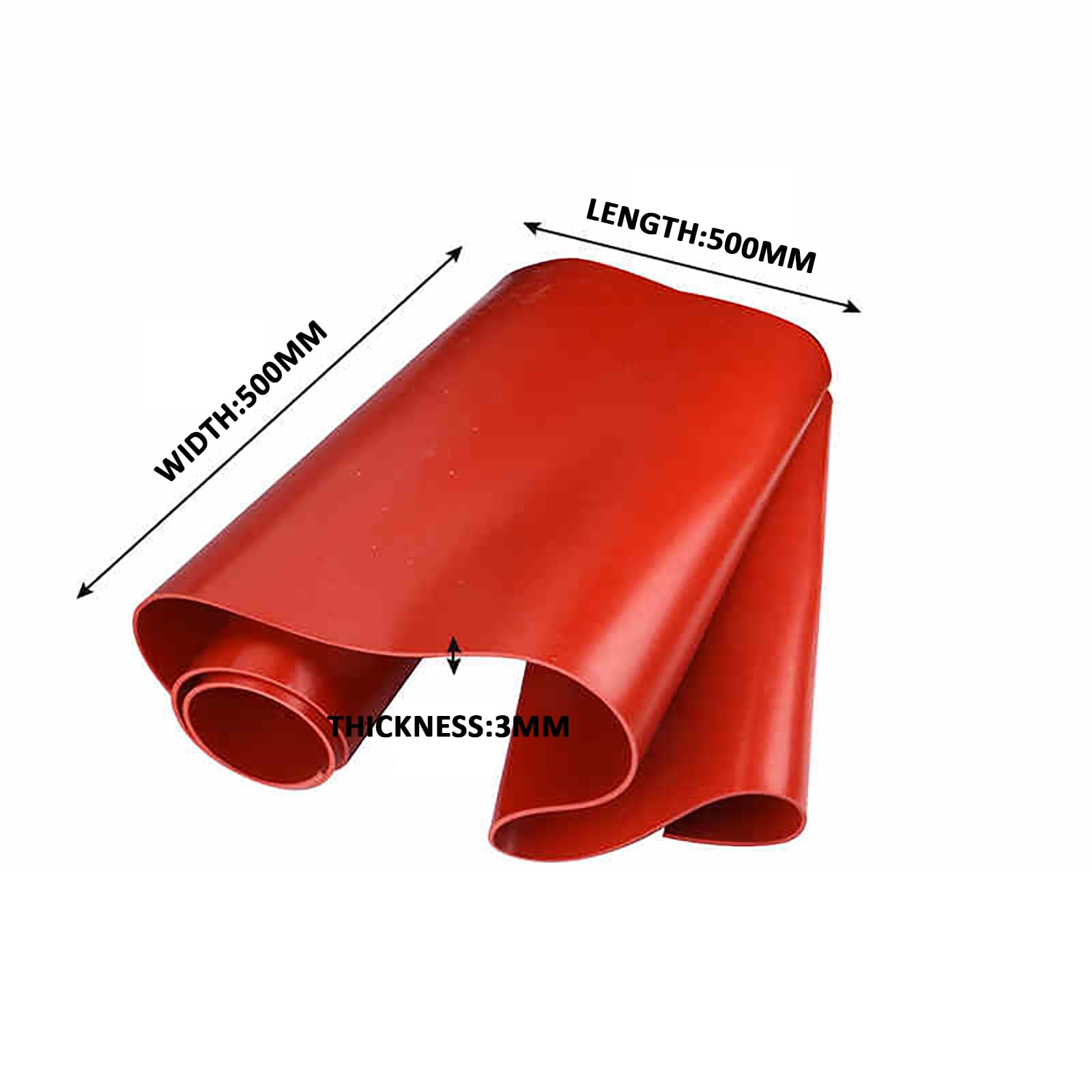 COYOUCO Red Silicone Gasket 500mm X 500mm Thickness1mm-5mm Silicone Sheet Suitable for Jewelry, DIY Sheet, Transparent Countertop Protection Pad,3mm