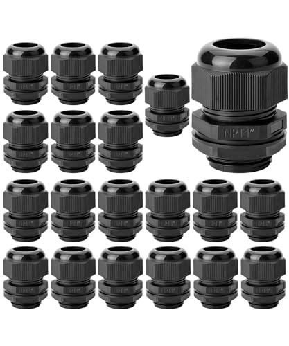 Bates- Cable Gland, 20 Pack, 1" NPT, Nylon Strain Relief Cord Connector, Cord Grip, Watertight Cord Connector, Cable Glands Waterproof, Cable Gland Connector, Weatherproof Cord Connector
