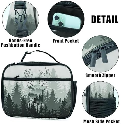 Camo Deer Lunch Bag Insulated Reusable Lunch Box Kids Girls Boys Cooler Thermal Tote Bag For Men Women School Work Picnic - Image 4