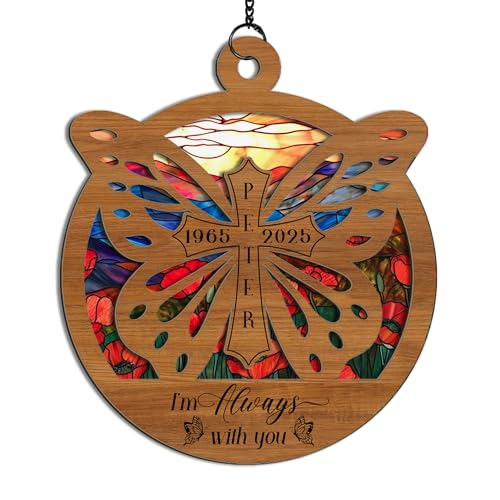 Custom Sunflower Cross Butterfly Memorial Suncatcher - Personalised Loss Ornament for Loved Ones | Heartfelt Christian Tribute Gift - Image 8