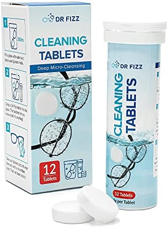 DR FIZZ Glass Cleaning Tablets - 12 Pack Eye Glasses Cleaner Tablets | Eyeglass Cleaner For Prescription Glasses, Sunglasses, and More | Eyeglass Cleaning Solution Removes Dirt, Dust, and Smudges