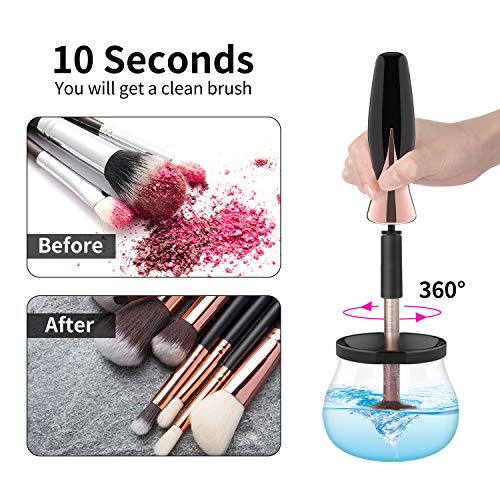 Senbowe Upgraded USB Makeup Brush Cleaner and Dryer Machine, Electric Cosmetic Automated Makeup Brush Spinner, Cleaning Solution Tool, 13 Collars, Wash and Dry in Seconds, Rechargeable Brush Cleaner - Thumbnail 2