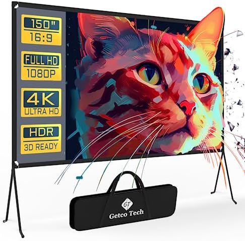 Projector Screen, Multifunction Projector Screen With Stand, Double Sided Outdoor Projector Screen, HD Portable Movie Screen 150 Inch