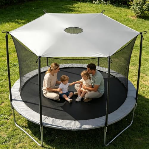Parasol para cama elástica infantil y lona protectora de exterior para jardín y césped 3