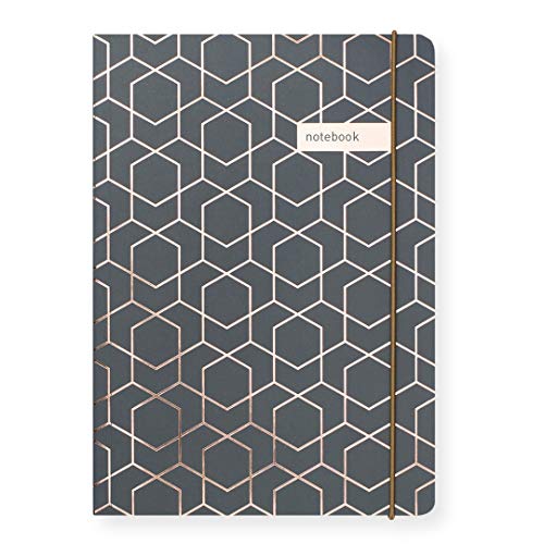 Matilda Myres Notebook - A5 Lined - Grey & Rose Gold