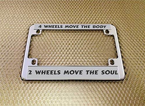 Motorcycle Personalized Chrome Metal Laser Engraved Standard Usa Size (4”X 7”) With Custom Text Design - Moto License Plate Frame - Silver/Black Text #TOP3