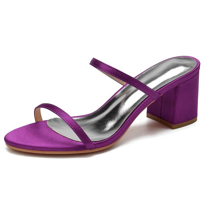 Sandales de mariage pour femme talons épais confortables chaussure à enfiler violet 41 EU