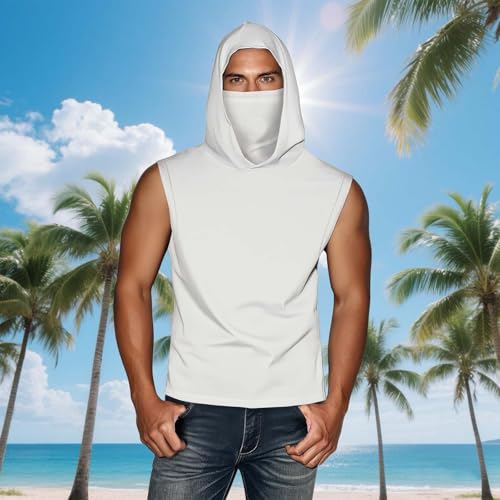 Mens UPF 50+ Sleeve Sun Shirts with Face Mask Sun Protection Hoodies Rash Guard Lightweight Athletic Shirt2