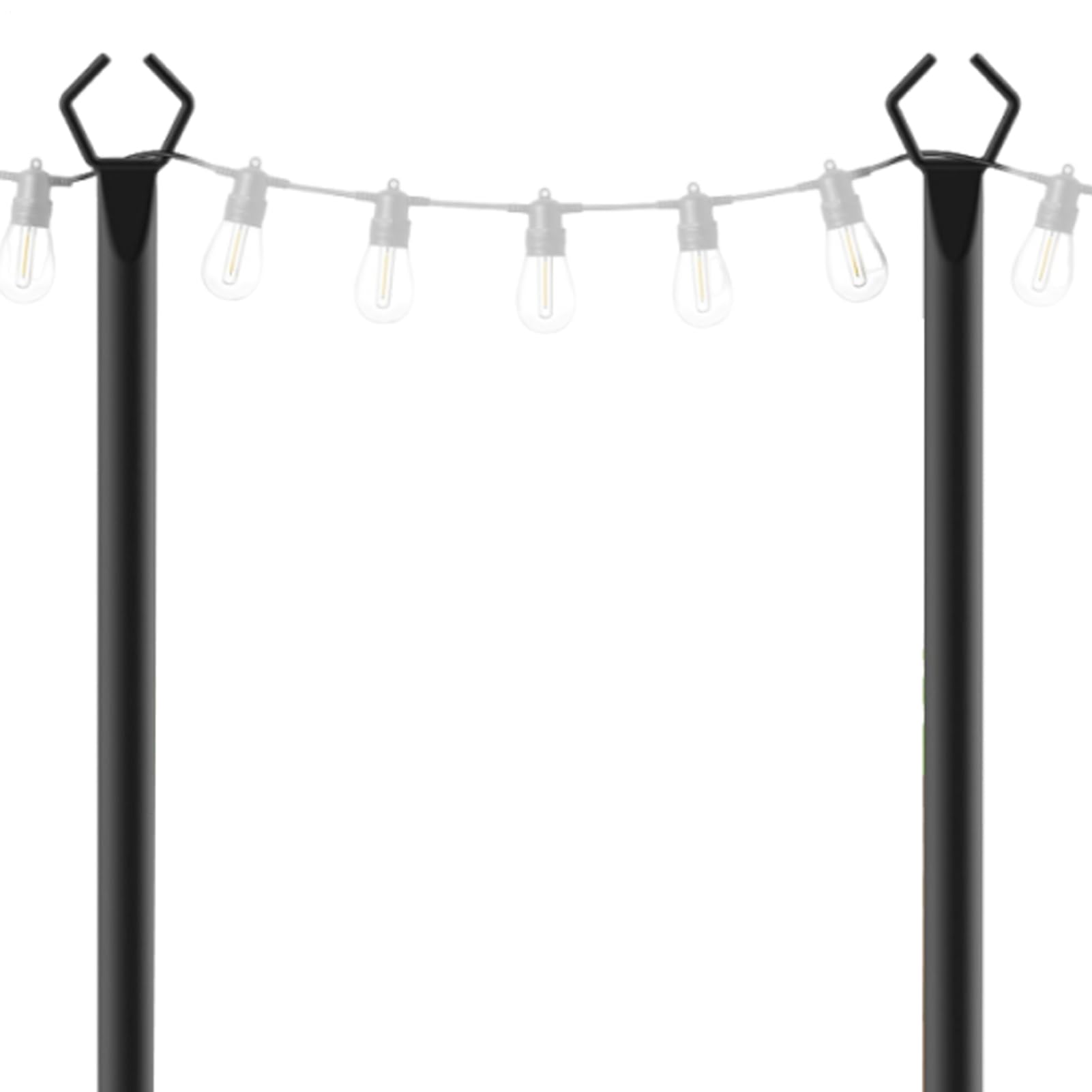 Poteaux d'éclairage de jardin Lot de 2 – Tige de support extérieur en métal robuste avec ancrages pour guirlandes lumineuses