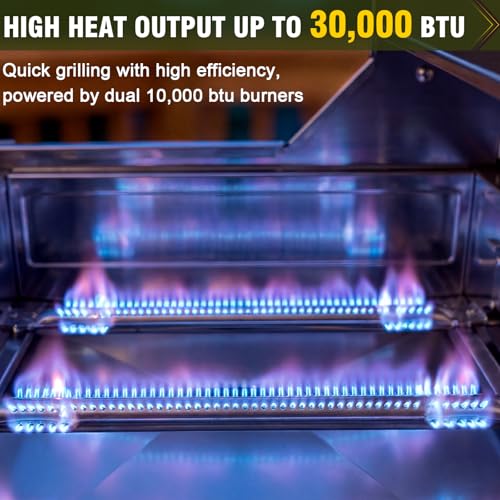 Image of Bestfire 3-Burner Tabletop Gas Grill, 30,000 BTU Portable Propane Grill, Heavy-Duty Thickened Stainless Steel Grates & Knobs, Compact & Detachable Legs for Camping, RV&BBQ