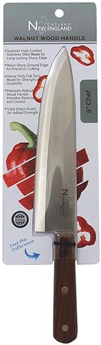 Miniatura 3 de Cuchillo de chef profesional de acero inoxidable de alto carbono de 8 pulgadas con borde afilado con mango de madera de nogal
