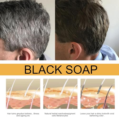 2Pcs Black Hair Darkening Shampoo Bars - Gray Reverse for Men, Root Coverage, and Mane Darkening