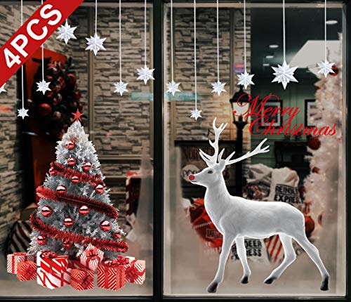 heekpek Autocollant de Noël Statique DIY Decoration de Noël Stickers Vitres Fenetres Wapiti Sapin de Noël Calcomanie