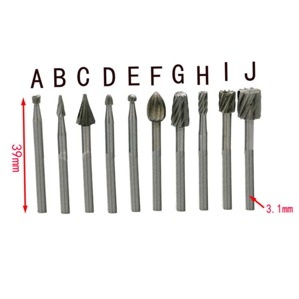 Set de 10 Puntas Rotarias para Taladro con Mango Redondo miniatura 7