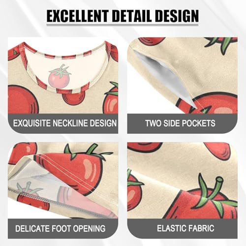 Pajama Short Sets Tomato Pattern Print Design Soft Cotton Summer Sleepwear 2 Piece PJS Size 5-14T3