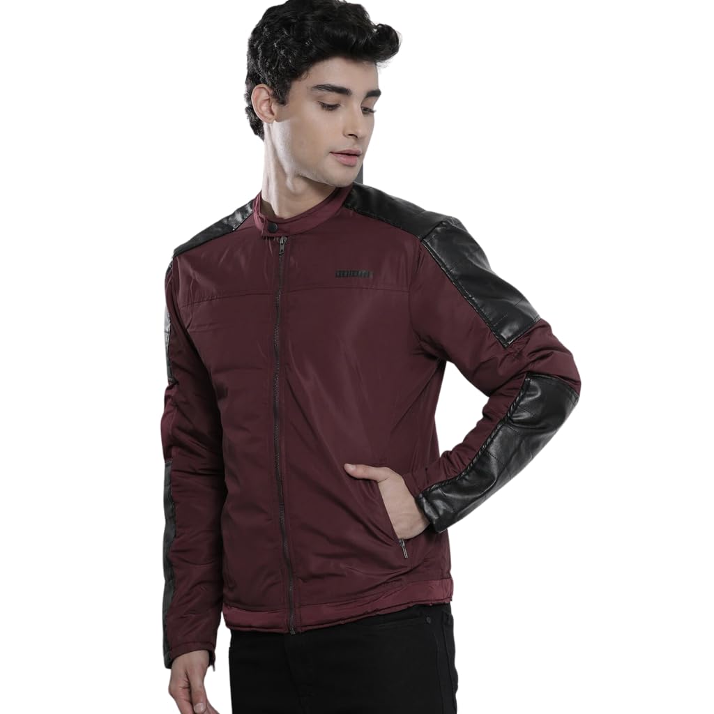 the indian garage co Men Polyester Standard Length Slim Fit Solid Bomber Jackets-picture-28