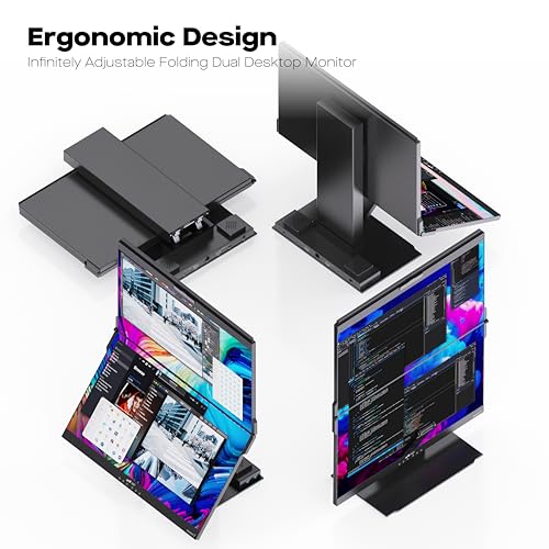 Image of Mobile Pixels 2026 Geminos-T Dual 24 inch Stacked Computer Monitors with 1080P Webcam and Speakers, Vertical Desktop Monitor, Plug and Play, HDMI /USB-A /USB-C (Touchscreen)