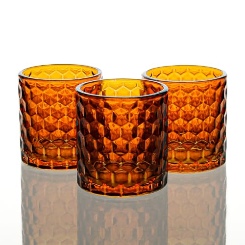 Richland Amber Chunky Honeycomb Glass Votive & Tealight Candle Holder Set of 12