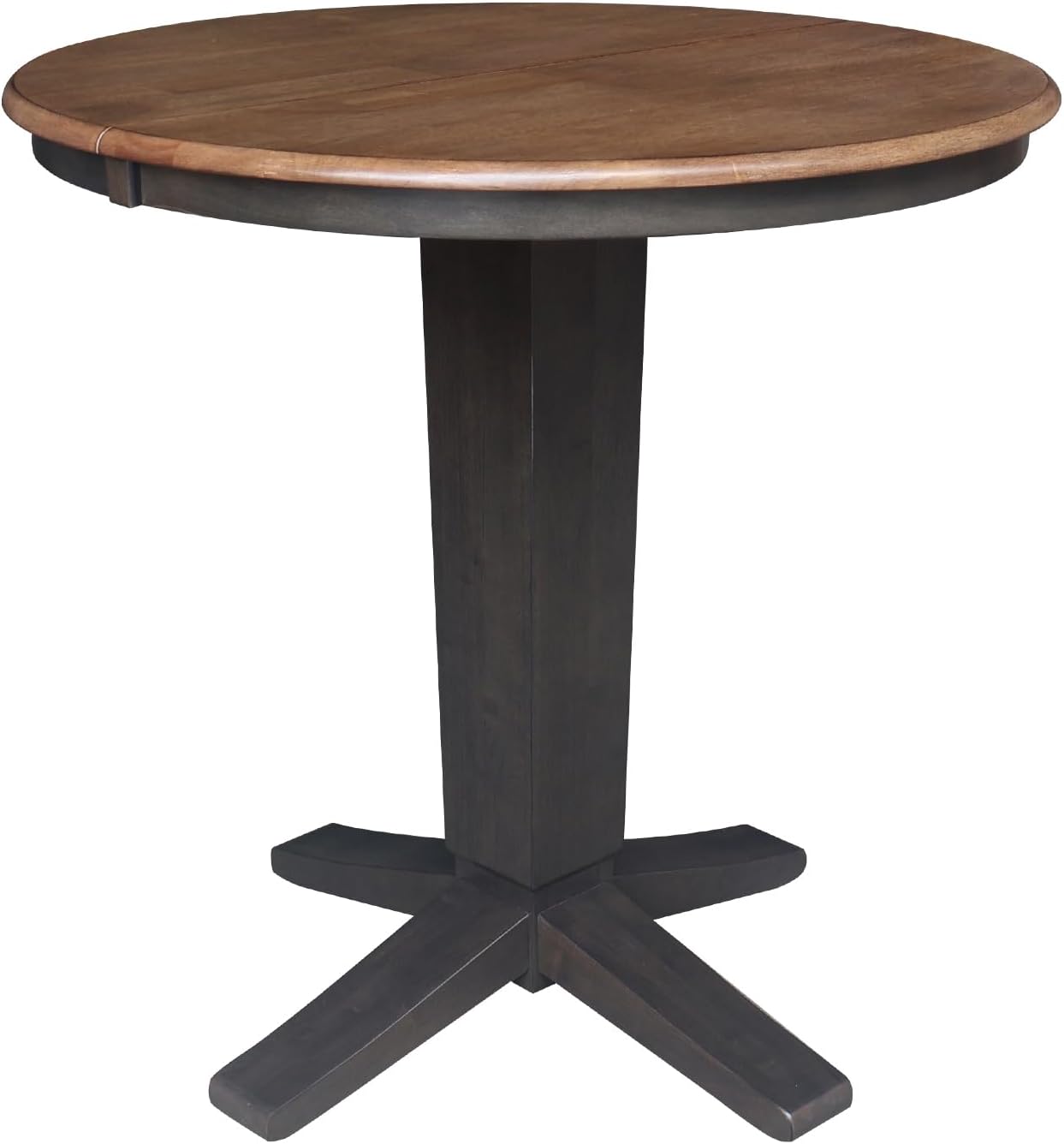 IC INTERNATIONAL CONCEPTS 36" Solid Wood Round Top Pedestal Dining Table with 12" Leaf - 36.1" H