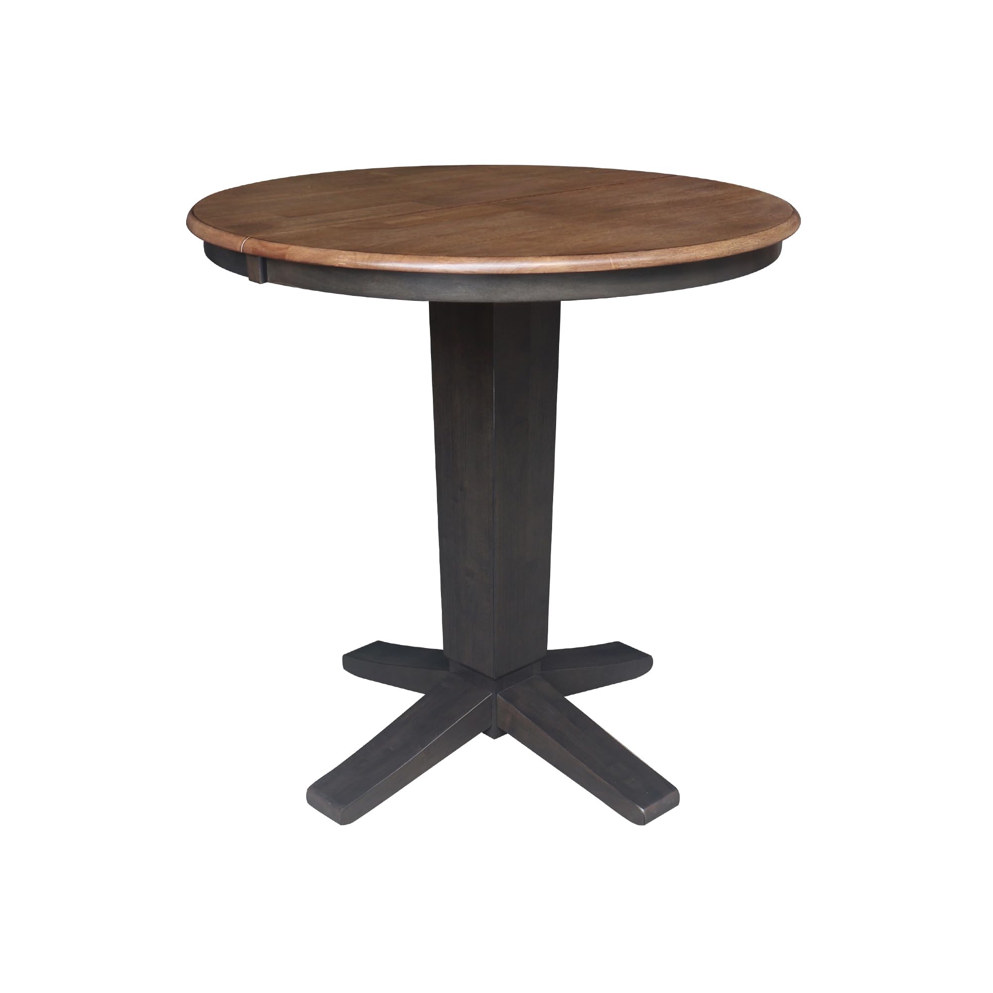 IC INTERNATIONAL CONCEPTS 36" Solid Wood Round Top Pedestal Dining Table with 12" Leaf - 36.1" H