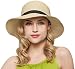 Janrely Women Floppy Sun Beach Straw Hats Wide Brim Packable Summer Cap (Beige)