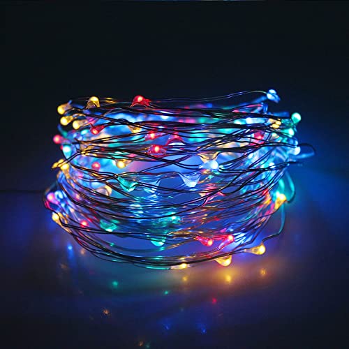 Image of Dazzle Bright Fairy Lights Battery Operated, 4 Pack Total 80FT 240LED Silver Wire Waterproof String Lights, Christmas Decorations for Indoor Outdoor Bedroom Yard Decor, Multi-Colored