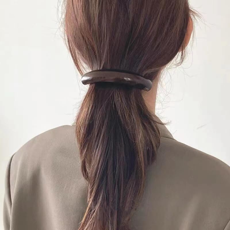 Miniatura 2 de Pasadores de pelo de concha de tortuga curvados delgados de 3.7 pulgadas para cabello grueso, pasadores franceses acrílicos, pinzas elegantes para