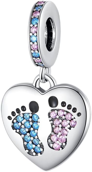 Paw print heart dangle Charm 925 Sterling Silver Bead for Charm Bracelets and Necklaces,Jewelry Gifts Women