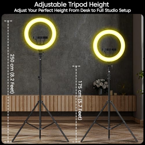 Image of Sounce 18 Inch LED Ring Light with Remote Control & 250cm Stand | AC Powered & USB Support | Smartphone Grip | Adjustable Brightness & Colour Modes | for Photo Shoot, Video Shoot, Makeup & Vlogging