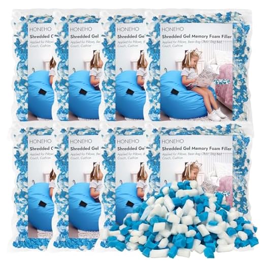 HONEHO 40 LBS Shredded Memory Foam Filling, Bean Bag Filler, Added Gel Particles Comfortable and Soft,Very Suitable for Filling Bean Bags, Pillows,Dog beds, Couch Cushion