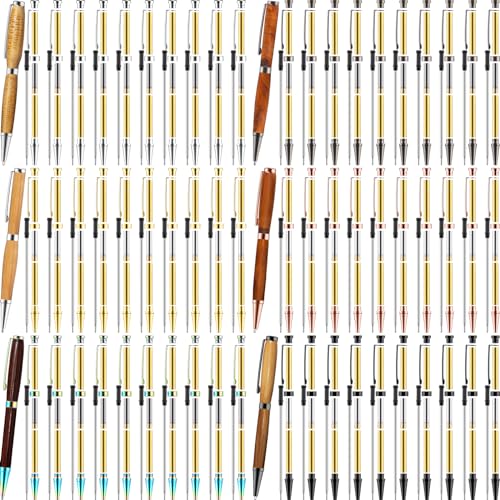 Colarr 60 Pcs Twist Pen Kits for Woodturning 7mm Slimline Pen Bulk with Refill Starter Package Woodturning Project for DIY Crafts Gifts(6 Colors)