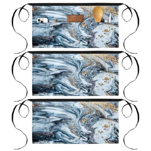 Tablier court de cuisine lot de 3 anti-taches pour le travail en bar, bistrot et restaurant