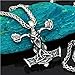 Feinny Collier en Acier Inoxydable pour Hommes, Pendentif Marteau de Thor avec Crâne et Noeud Celtique Amulette Viking Nordique Bijoux Ethniques,60cm Chain