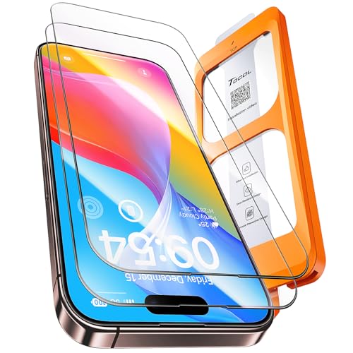 Image of TOCOL for iPhone 16 Plus Screen Protector /iPhone 15 Plus Screen Protector 9H Hardness Military Grade Shatterproof HD Tempered Glass Full Coverage Easy Installation Case Friendly 2 Pack